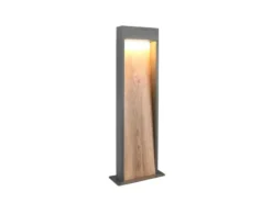 LED Pollerleuchte SALMON in Anthrazit & Holzoptik, Höhe 60cm