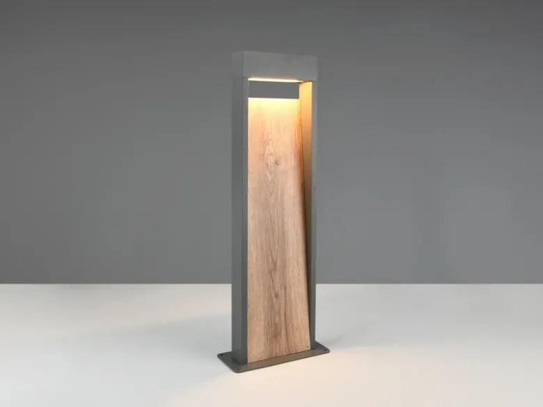 LED Pollerleuchte SALMON in Anthrazit & Holzoptik, Höhe 60cm