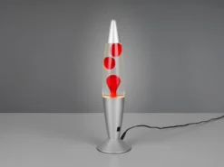 LED Raketen Lavalampe VESUV im 90er Jahre Design, Silber Rot, Höhe 41,5cm