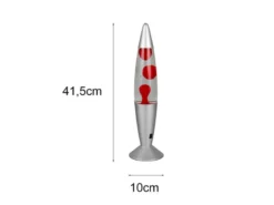 LED Raketen Lavalampe VESUV im 90er Jahre Design, Silber Rot, Höhe 41,5cm