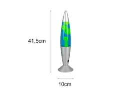 LED Raketen Lavalampe VESUV im 90er Jahre Design, Silber Grün Blau, Höhe 41,5cm