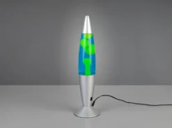 LED Raketen Lavalampe VESUV im 90er Jahre Design, Silber Grün Blau, Höhe 41,5cm