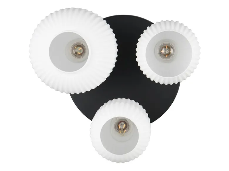 LED Retro Deckenleuchte 3-flammig mit Glasschirmen in Weiß, Ø 39cm