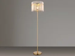 LED Retro Stehleuchte mit transparenten Echtglas Stäben, Höhe 152cm
