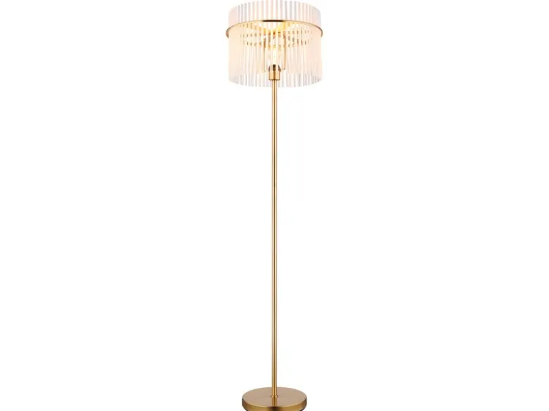 LED Retro Stehleuchte mit transparenten Echtglas Stäben, Höhe 152cm
