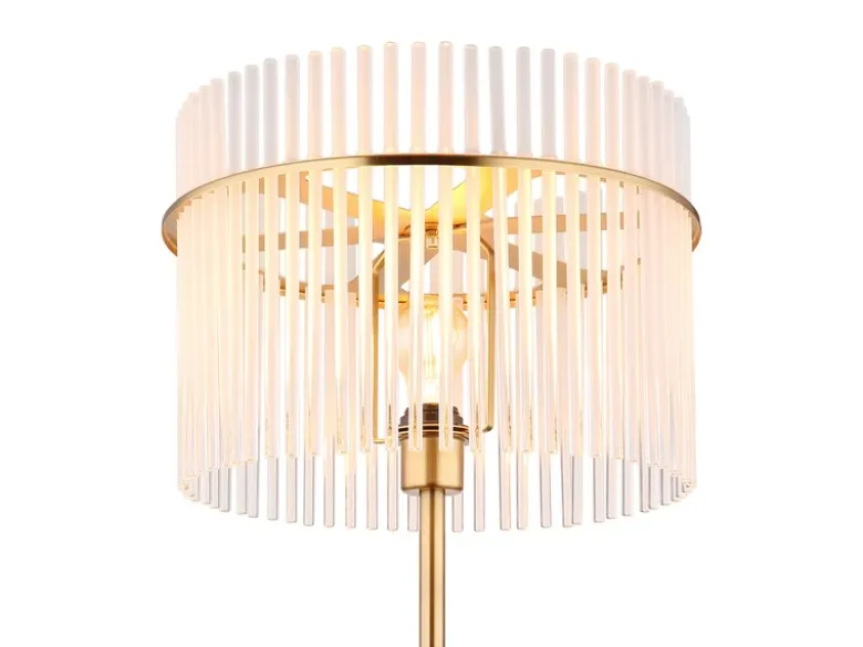 LED Retro Stehleuchte mit transparenten Echtglas Stäben, Höhe 152cm