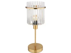 LED Retro Tischleuchte mit transparenten Echtglas Stäben, Höhe 37,5cm