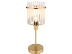 LED Retro Tischleuchte mit transparenten Echtglas Stäben, Höhe 37,5cm