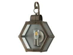 LED Rustikale Außenwand Laterne hängend sechseckig, Bronze Höhe 48cm