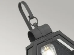 LED Rustikale Außenwand Laterne hängend sechseckig, Schwarz Höhe 42cm