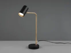 LED Schreibtischlampe in Messing / Schwarz matt, Spot schwenkbar, Höhe 45cm