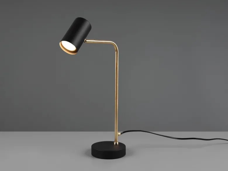 LED Schreibtischlampe in Messing / Schwarz matt, Spot schwenkbar, Höhe 45cm