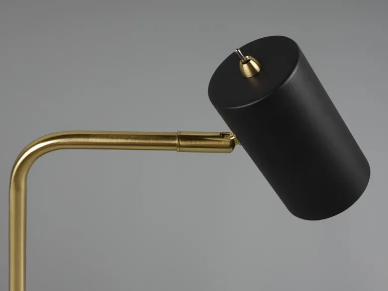 LED Schreibtischlampe in Messing / Schwarz matt, Spot schwenkbar, Höhe 45cm