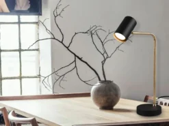 LED Schreibtischlampe in Messing / Schwarz matt, Spot schwenkbar, Höhe 45cm