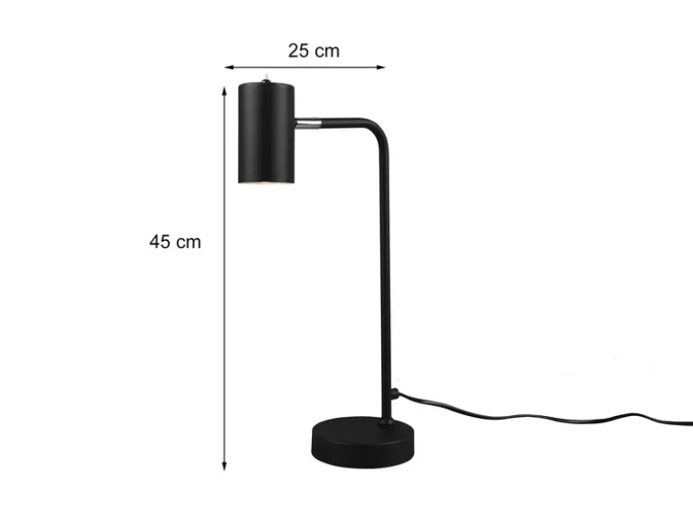 LED Schreibtischlampe in Schwarz matt, Spot schwenkbar, Höhe 45cm