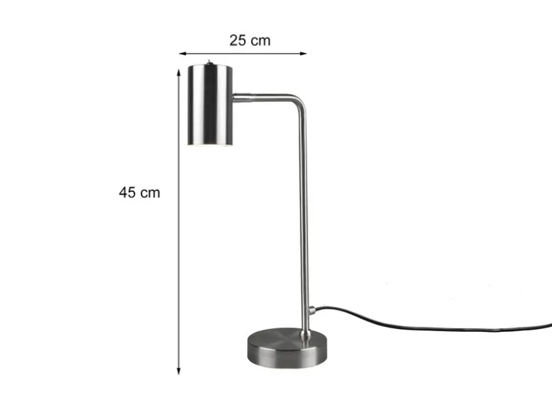 LED Schreibtischlampe in Silber matt, Spot schwenkbar, Höhe 45cm