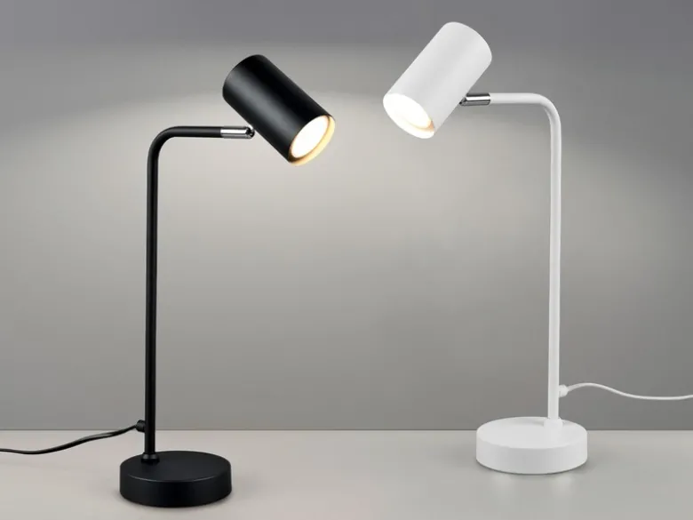 LED Schreibtischlampe in Weiß matt, Spot schwenkbar, Höhe 45cm