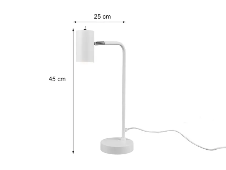 LED Schreibtischlampe in Weiß matt, Spot schwenkbar, Höhe 45cm
