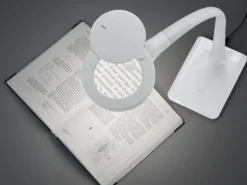 LED Schreibtischlampen 2er Set Weiß flexibel mit Lupe, 3fach Dimmer