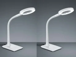 LED Schreibtischlampen 2er Set Weiß flexibel mit Lupe, 3fach Dimmer