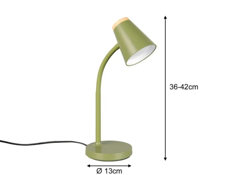 LED Schreibtischlampe PONGO Grün flexibel biegsam, Höhe 36cm