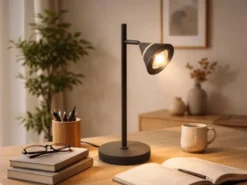 LED Schreibtischlampe ROMEO dimmbar mit schwenkbarem Spot Schwarz, Höhe 40cm