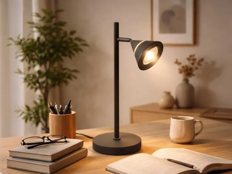 LED Schreibtischlampe ROMEO dimmbar mit schwenkbarem Spot Schwarz, Höhe 40cm