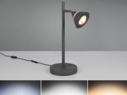 LED Schreibtischlampe ROMEO dimmbar mit schwenkbarem Spot Schwarz, Höhe 40cm