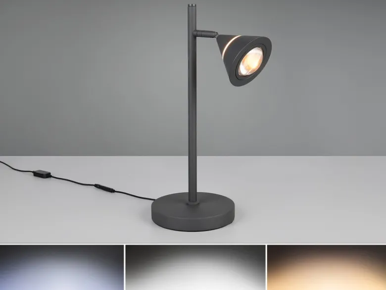 LED Schreibtischlampe ROMEO dimmbar mit schwenkbarem Spot Schwarz, Höhe 40cm