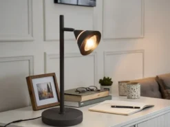 LED Schreibtischlampe ROMEO dimmbar mit schwenkbarem Spot Schwarz, Höhe 40cm