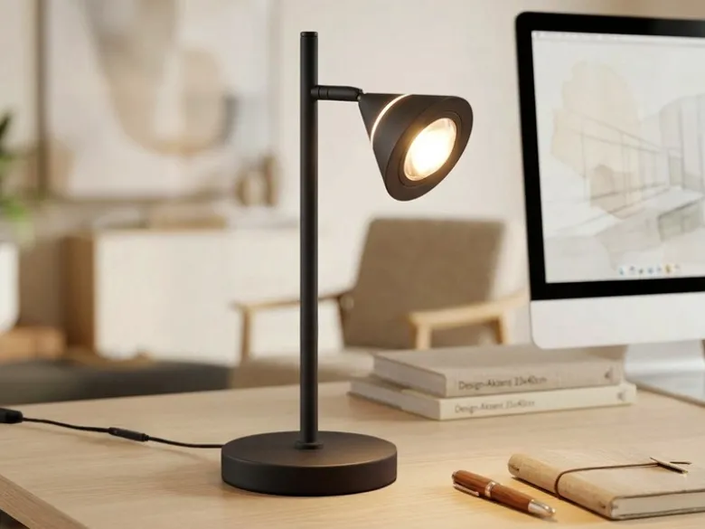 LED Schreibtischlampe ROMEO dimmbar mit schwenkbarem Spot Schwarz, Höhe 40cm