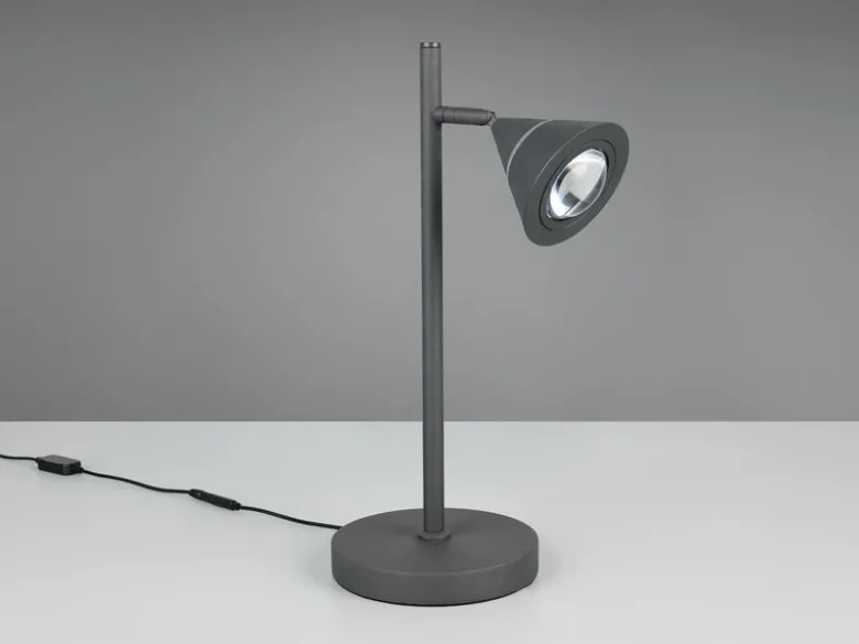 LED Schreibtischlampe ROMEO dimmbar mit schwenkbarem Spot Schwarz, Höhe 40cm
