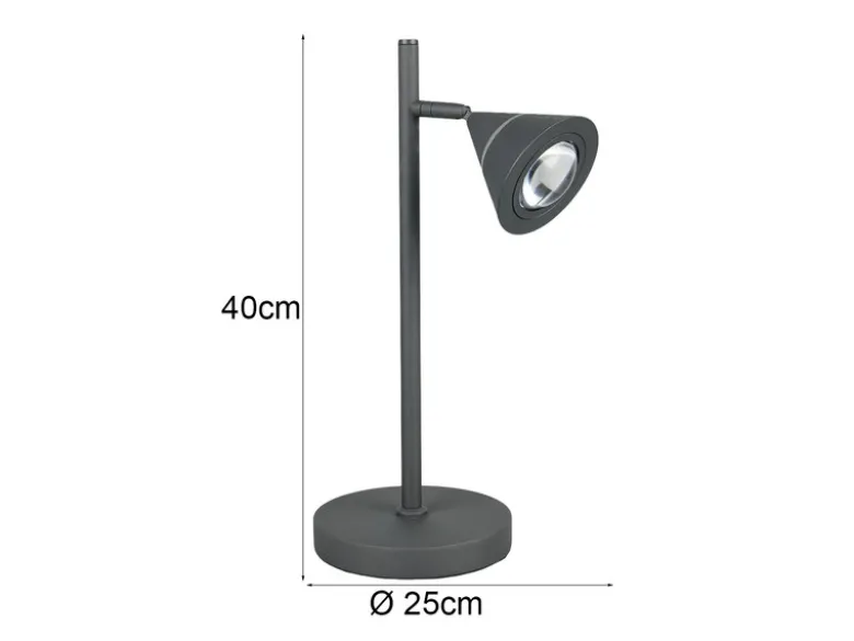 LED Schreibtischlampe ROMEO dimmbar mit schwenkbarem Spot Schwarz, Höhe 40cm