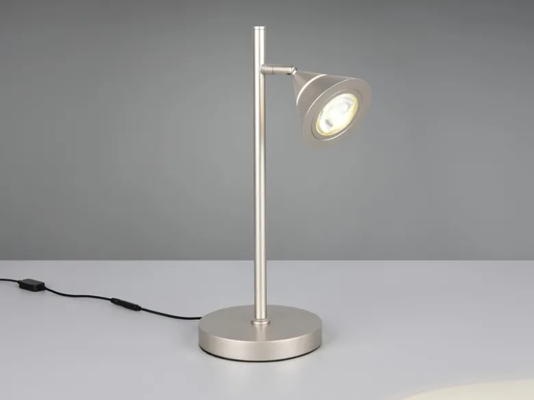LED Schreibtischlampe ROMEO dimmbar mit schwenkbarem Spot Silber, Höhe 40cm