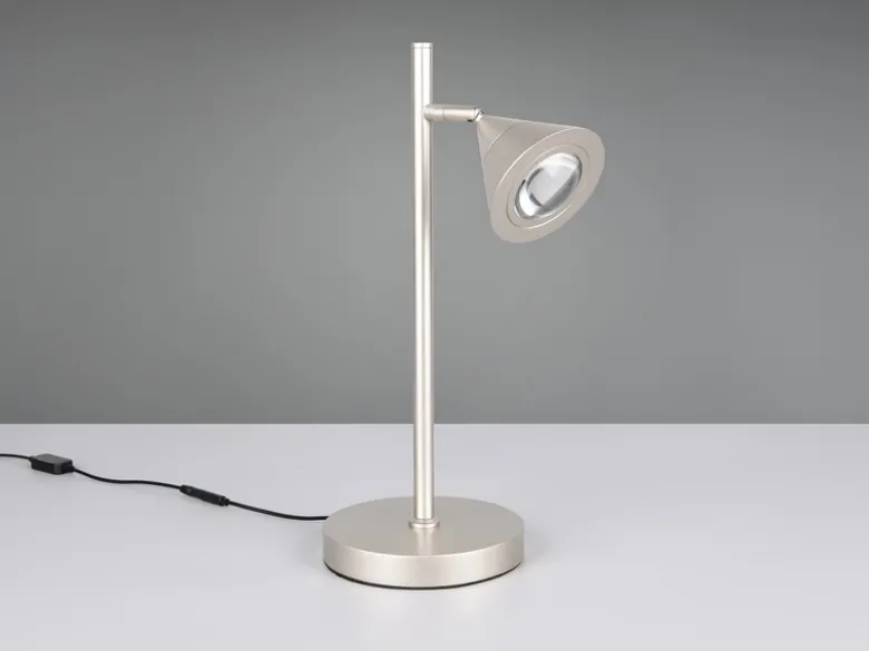 LED Schreibtischlampe ROMEO dimmbar mit schwenkbarem Spot Silber, Höhe 40cm