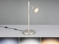 LED Schreibtischlampe ROMEO dimmbar mit schwenkbarem Spot Silber, Höhe 40cm
