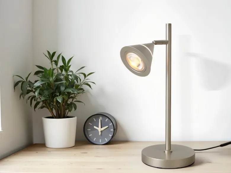 LED Schreibtischlampe ROMEO dimmbar mit schwenkbarem Spot Silber, Höhe 40cm
