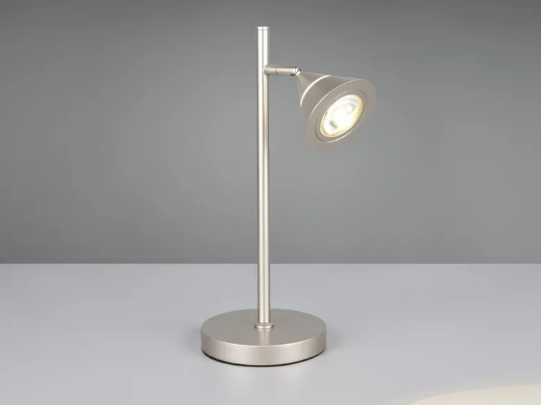LED Schreibtischlampe ROMEO dimmbar mit schwenkbarem Spot Silber, Höhe 40cm