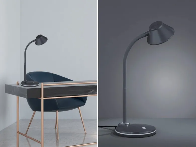 LED Schreibtischleuchte BERRY flexibel, Kunststoff Titan, 33cm hoch