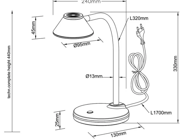 LED Schreibtischleuchte BERRY flexibel, Kunststoff Titan, 33cm hoch