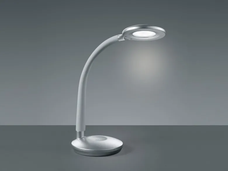 LED Schreibtischleuchte COBRA Silber, Flexgelenk & Sensordimmer, Höhe 32cm