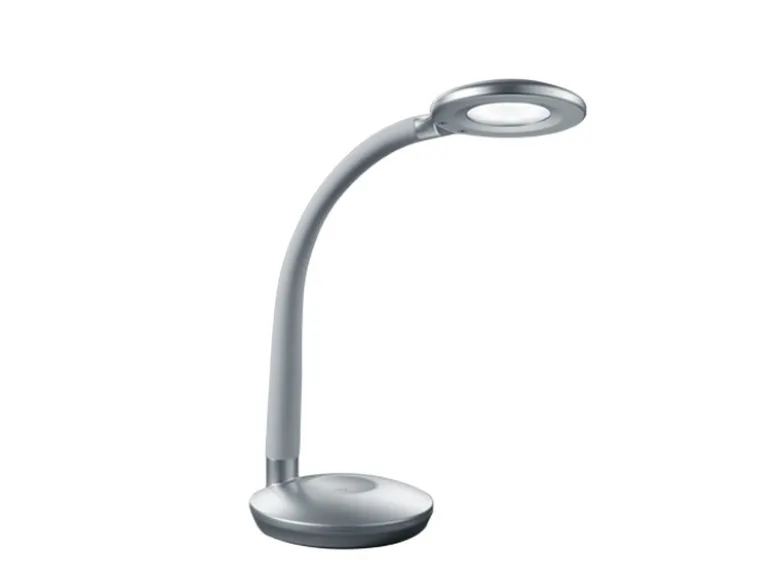 LED Schreibtischleuchte COBRA Silber, Flexgelenk & Sensordimmer, Höhe 32cm