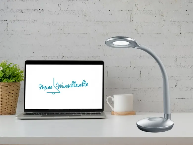 LED Schreibtischleuchte COBRA Silber, Flexgelenk & Sensordimmer, Höhe 32cm