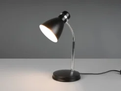 LED Schreibtischleuchte flexibel, Chrom & Metallschirm Schwarz, 33cm