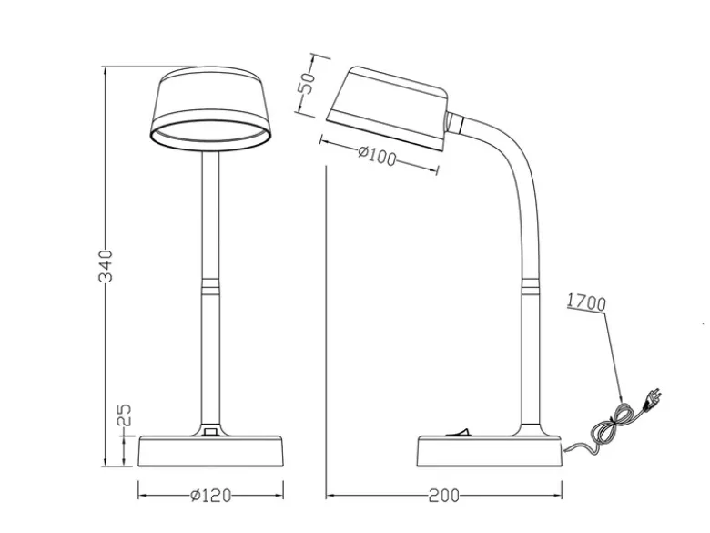 LED Schreibtischleuchte KIKO flexibel, Kunststoff Titan, 34cm hoch