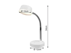 LED Schreibtischleuchte KIKO flexibel, Kunststoff Weiß, 34cm hoch