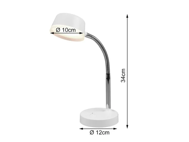 LED Schreibtischleuchte KIKO flexibel, Kunststoff Weiß, 34cm hoch