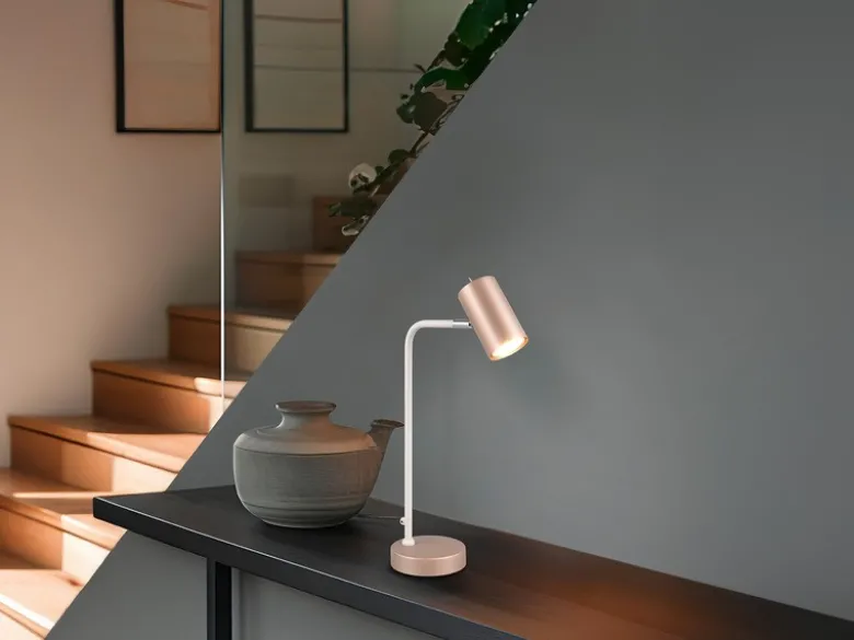 LED Schreibtischleuchte Metall Coffee / Weiß, Spot schwenkbar, Höhe 45cm