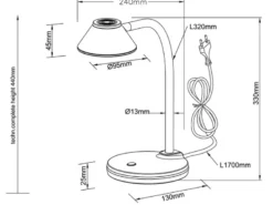 LED Schreibtischleuchten 2er SET flexibel, Kunststoff Weiß, 33cm hoch
