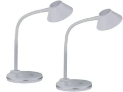 LED Schreibtischleuchten 2er SET flexibel, Kunststoff Weiß, 33cm hoch